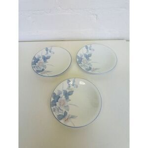 Asahi Japanese Porcelain Blue Lavender Flowers Dessert/Salad 3 Plates See Photos